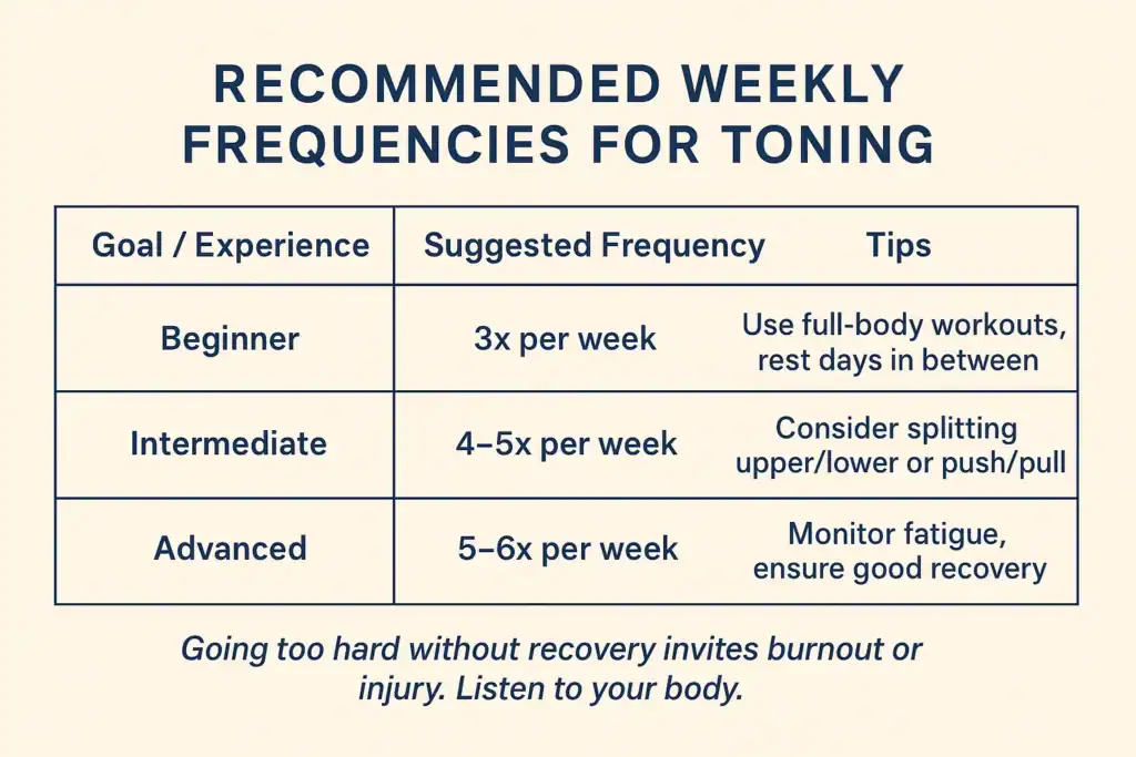Achieving the Perfect Tone: How Often Should You Exercise for Results? 2 Graphic to show how often you should do exercise to help with toning Northwood